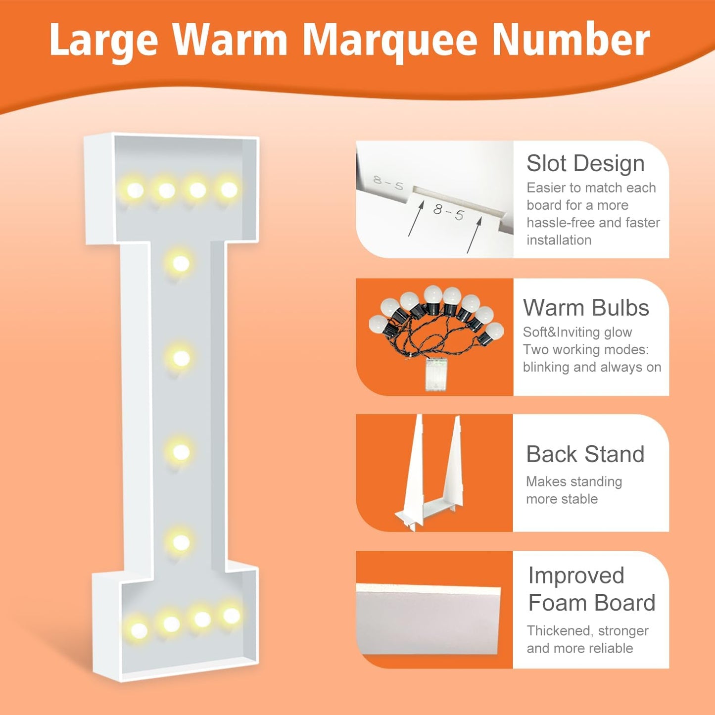 4ft Light Up Letters I, White Marquee Letters Frame for Boys Girls Birthday Party, Large Letter for Engagement Decorations Anniversary Decor, DIY Pre-Cut Thick Foam Board Letter