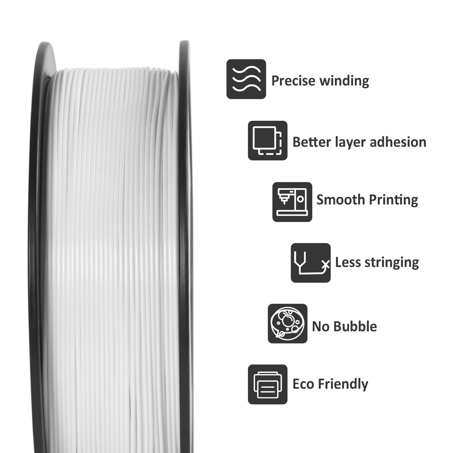 GIANTARM 3D Printer Filament, White Pla Filament, 1Kg(2.2lbs) Spool, 1.75mm Dimension Accuracy +/- 0.03mm, 3D Printing Filament