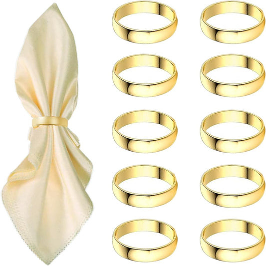Gold Napkin Rings-10 Pcs Stainless Steel Napkin Rings,Metal Napkin Ring for Table Settings Wedding Christmas Party Dinner Table