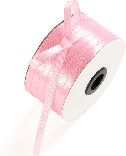 1/4 Inch Pink Satin Ribbon 230 Yards Bulk Fabric Ribbons for Gift Wrapping, Scrapbooking, Crafts and DIY Projects, Wedding, Event Decor