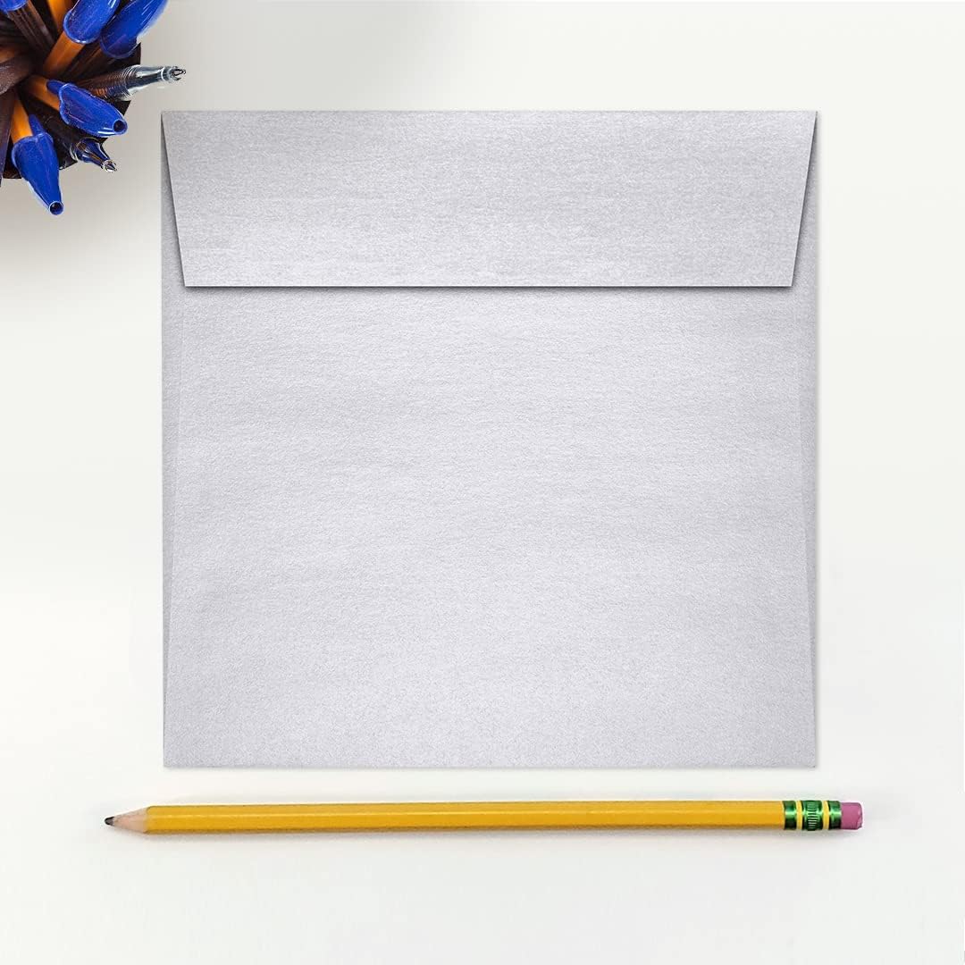 LUXPaper Square Invitation Envelopes | Peel & Press | 6" x 6" | Silver Metallic | 80lb. Text | 50 Qty