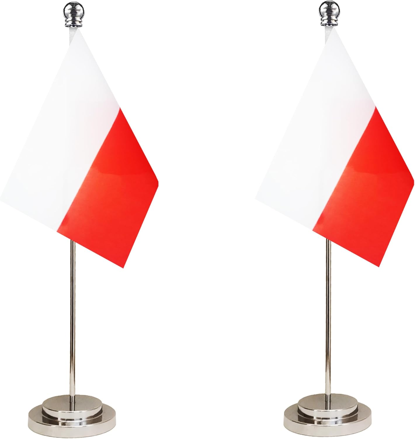 Poland Polish Deluxe Desk Flag Set Small Mini Miniature Poland Polish Table Desktop Flags,Festival Events Celebration,Office Decoration-2 Pack