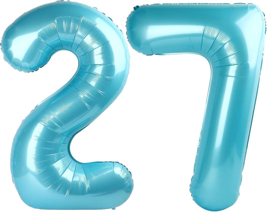 Pearl Blue 27 Number Balloon