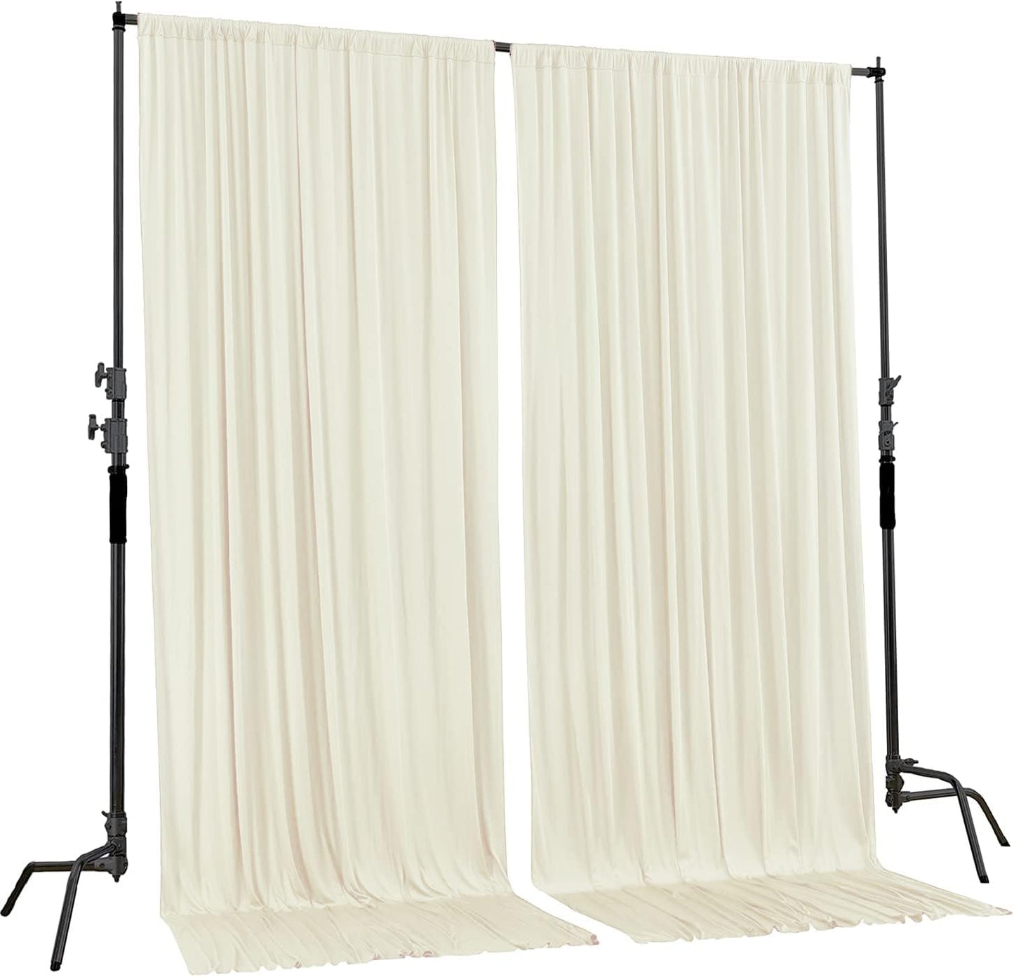 AK TRADING CO. 10 feet x 10 feet IFR Polyester Backdrop Drapes Curtains Panels with 4" Rod Pockets (Rod Not Included) - Wedding Ceremony Party Home Window Decorations - Ivory