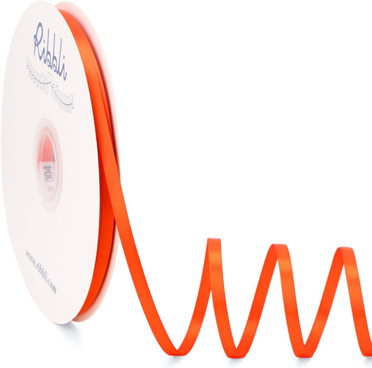 Ribbli Torrid Orange Satin Ribbon Double Faced Satin 1/4 Inch x Continuous 100 Yards-Orange Ribbon for Gift Wrapping Crafts Wedding Decoration Bows Bouquet Floral Arrangement