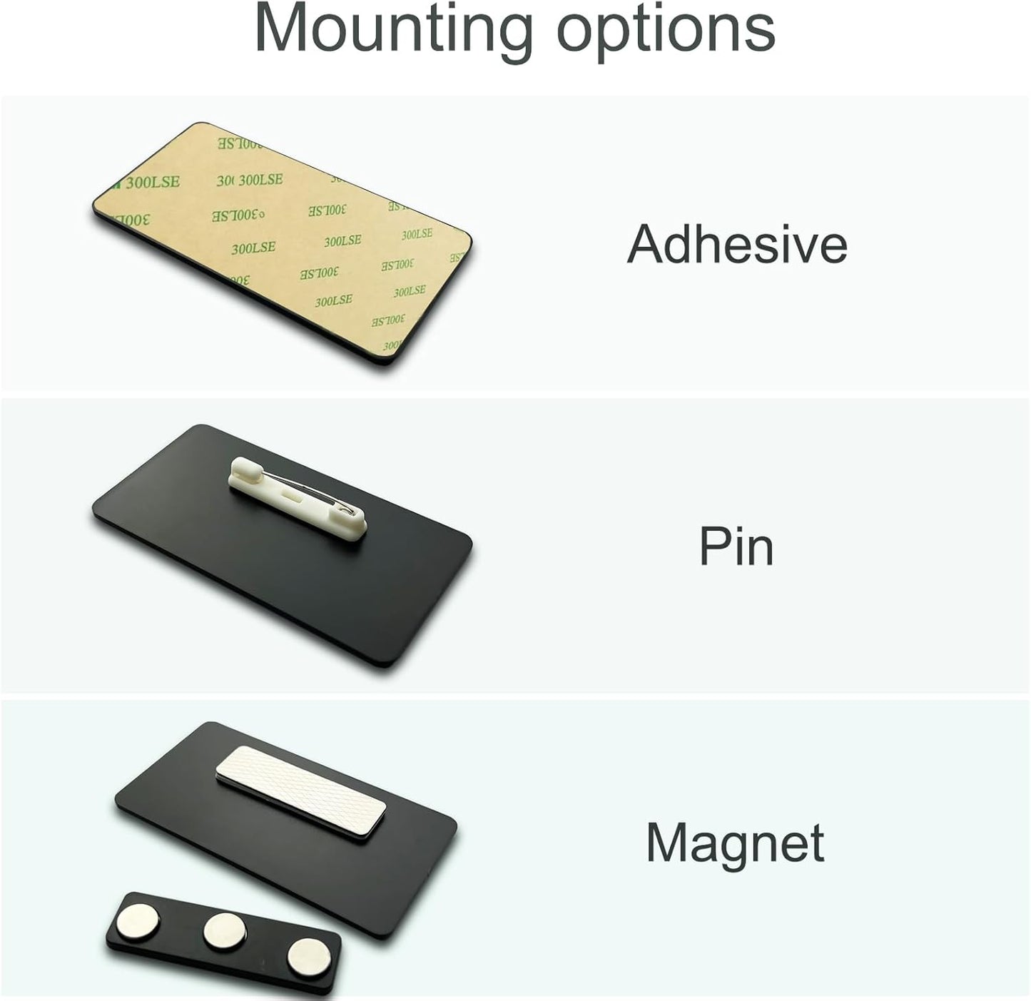 Custom Engraved Name Tag ID Badges Personalized Identification with Pin or Magnetic Clip Adhesive Backing (1.5" x 3")