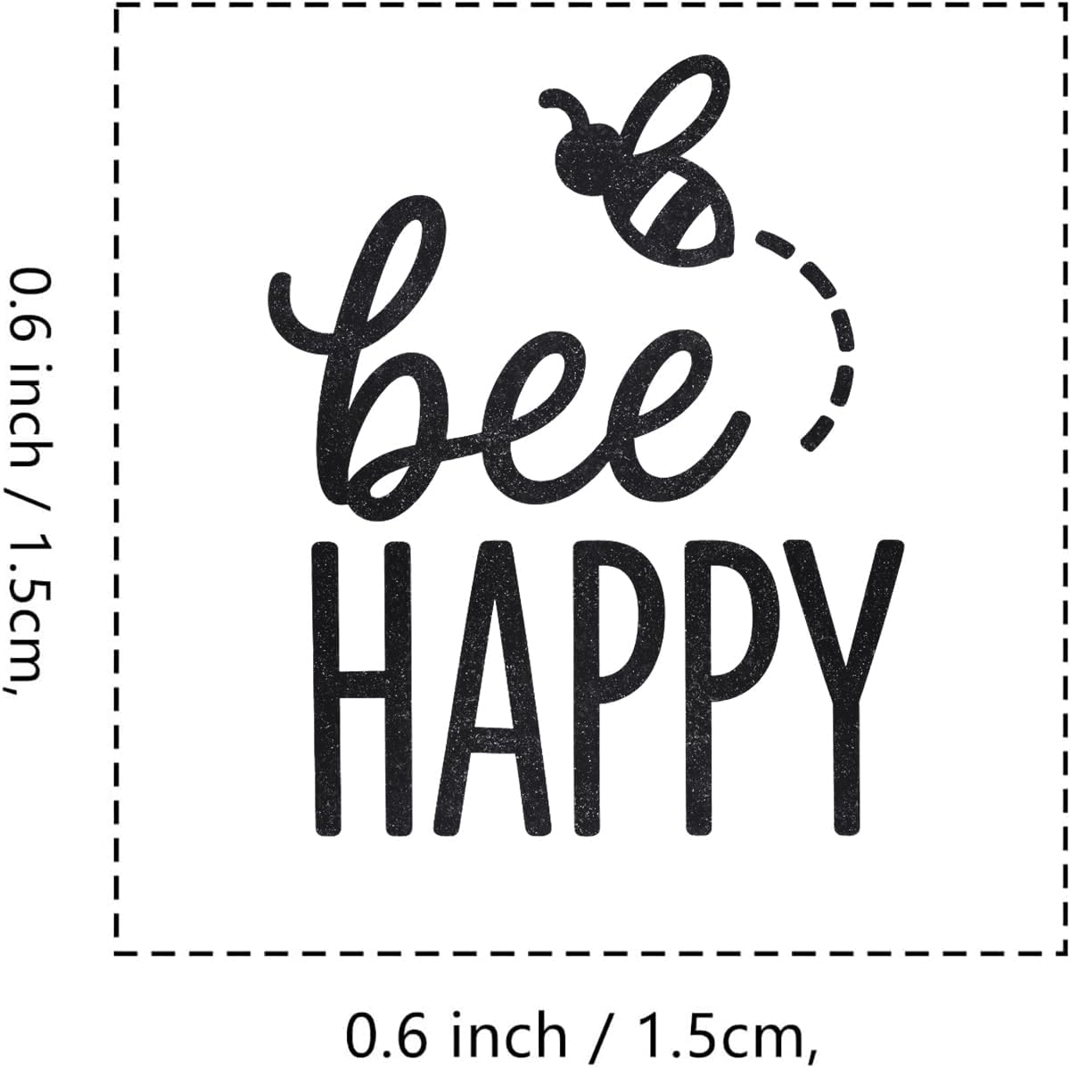 Bee Happy Rubber Stamp, 3/5 Inch Small Mini Stamp for Scrapbooking Card Making Planner