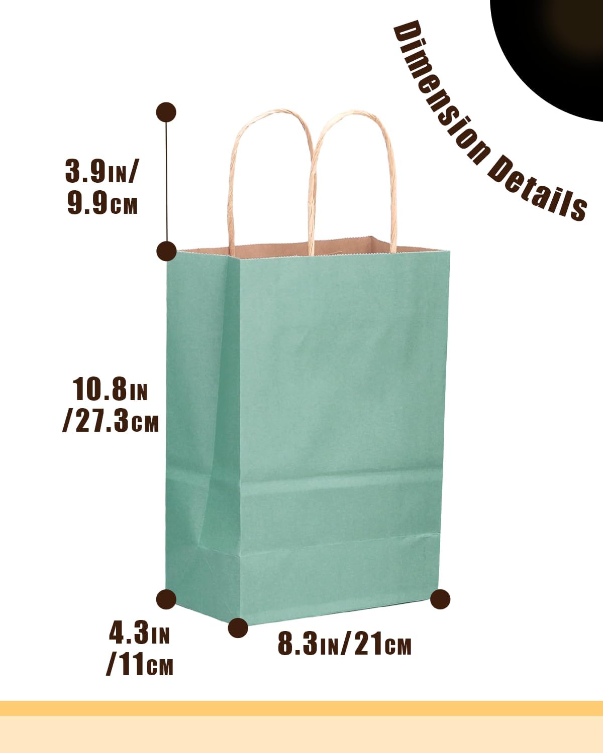 qiqee 50-Packs Kraft Light Blue Paper Gift Bags with Handles Bulk 11"x8.3"x4.3" Medium Size Paper Bags Multiple Uses