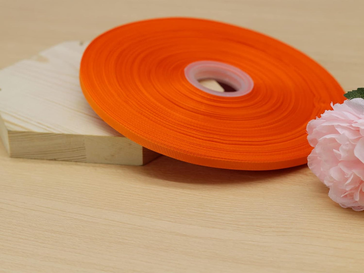 Jesep One Roll 100 Yards Soild Grosgrain Ribbon Boutique Gift Wrapping Package Ribbon, DIY Crafts Bow Hair Headband Accessories Assorted Ribbon #752 (1/4" 6mm, Orange)