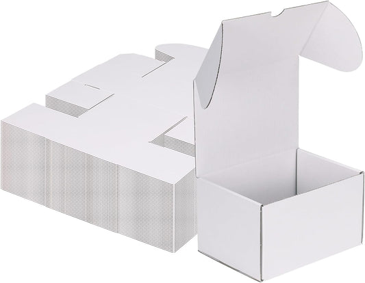 MEBRUDY 7x5x4 Inch Shipping Boxes Pack of 50, White Small Corrugated Cardboard Box for Mailing Packing Literature Mailer