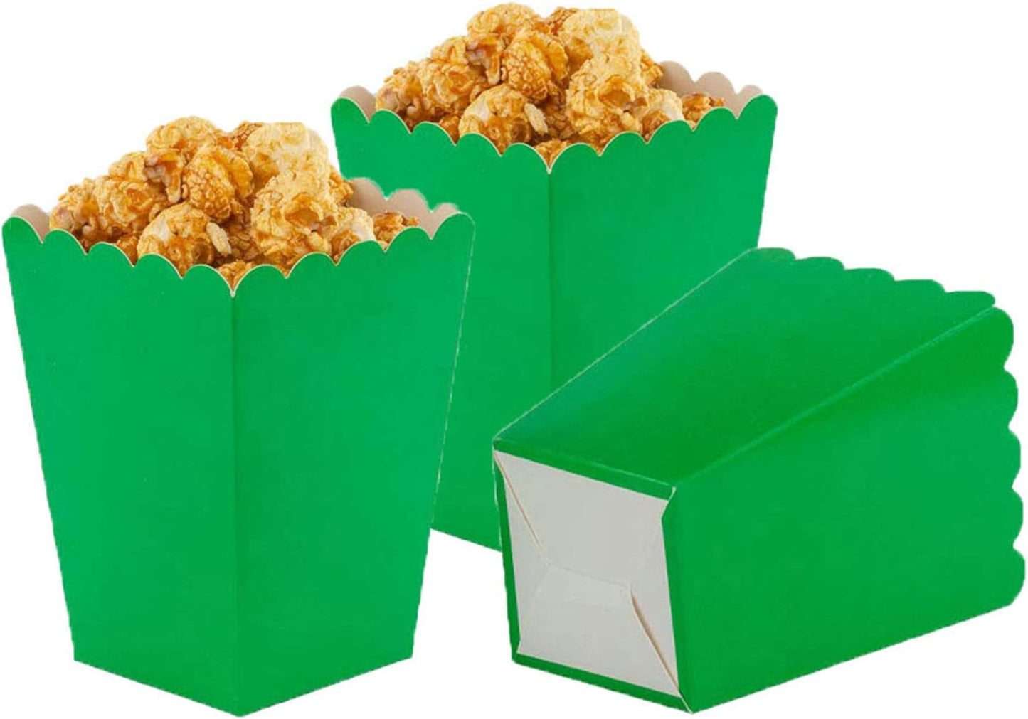 Green Popcorn Boxes Mini Paper Popcorn Box Cardboard Popcorn Container for Party, Pack of 24