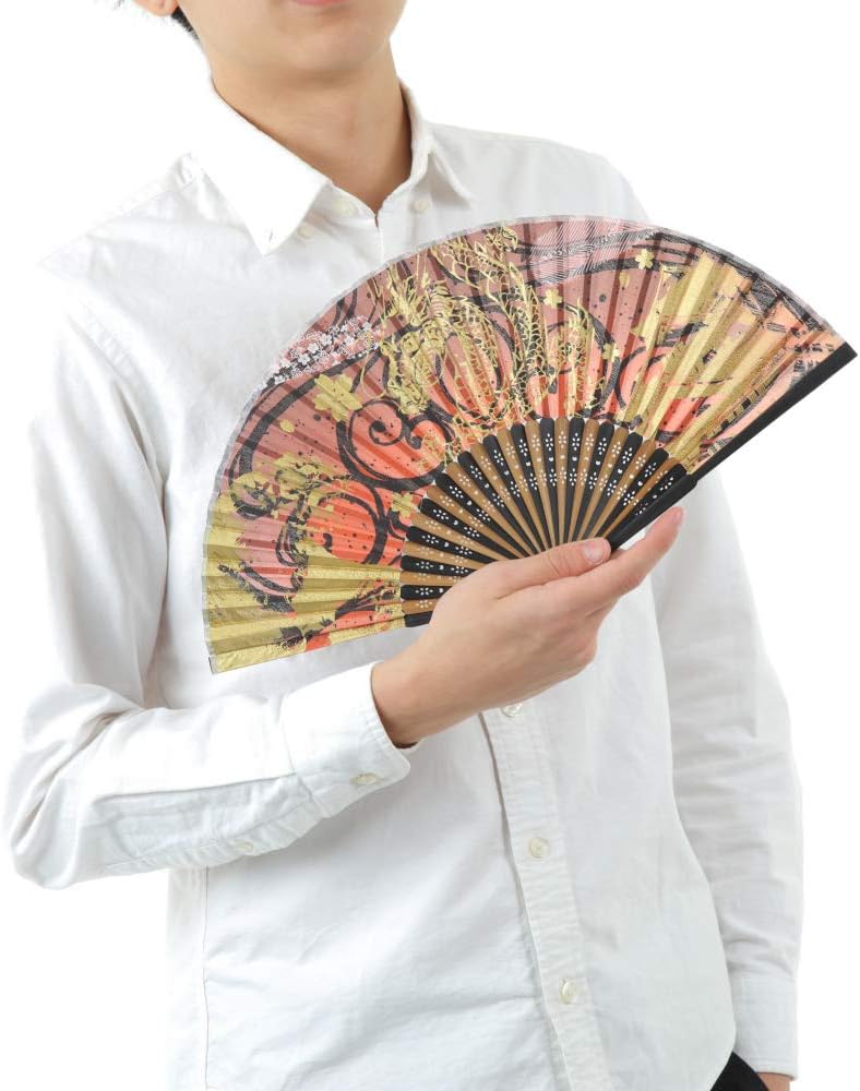 Terra Distribution Folding Fan [Japan Import] Hand Fans for Women Foldable, Japanese Fan, Unique Design, Handmade Bamboo, Silk Fan, 8.6" (22cm), Abanicos de Mano (210 (Pine Tree))