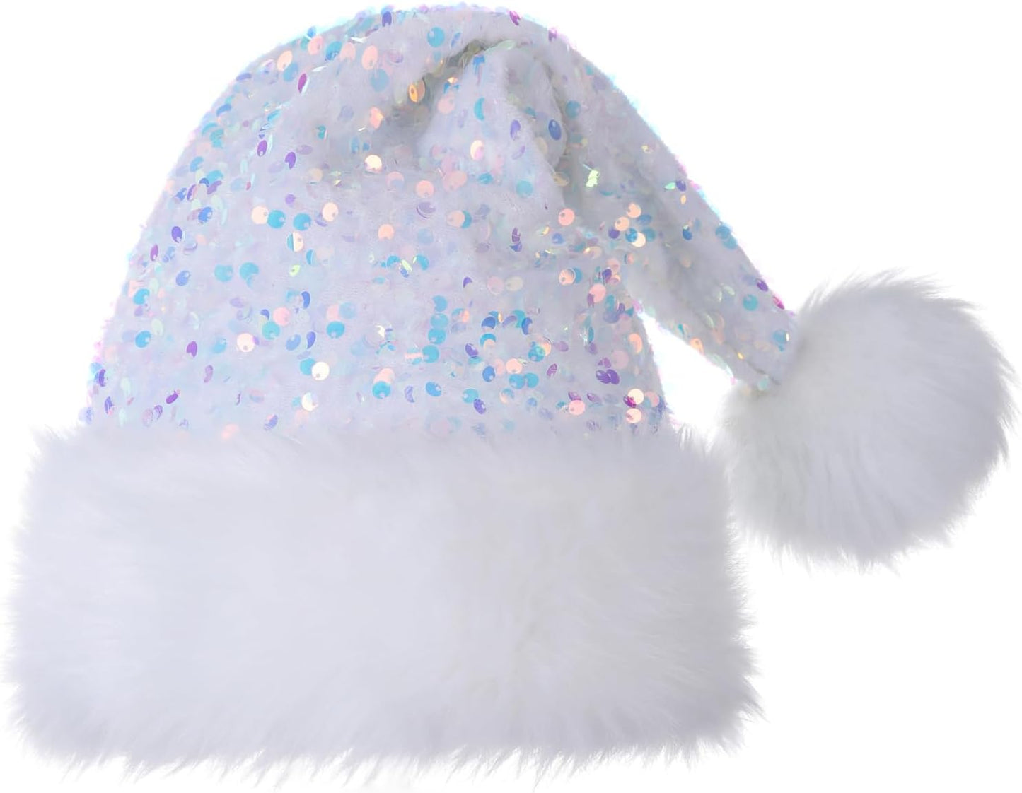 Personalized Sequin Santa Hat for Adults, Red Glitter Christmas Party Hat, Xmas Halloween New Year Holiday Headwear