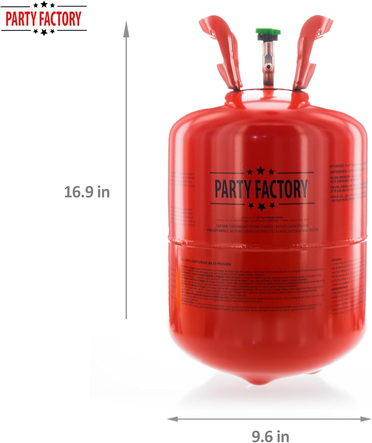 Party Factory Helium Tank for up to 50 Latex Balloons, Helium Cylinder 14.1 cu. ft. Gas with filling quantity for Balloons, Ideal for Birthday Party, Wedding