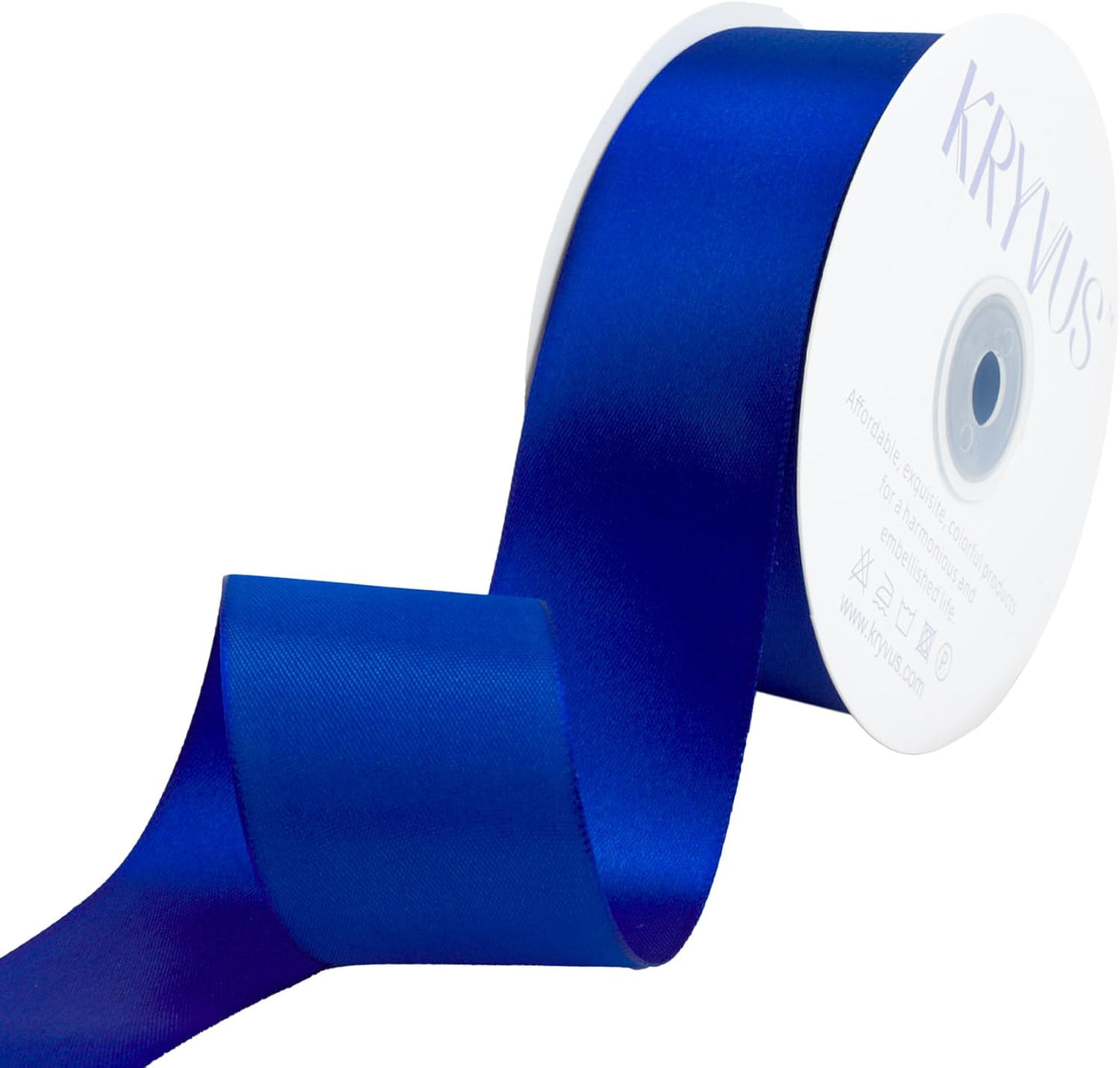 Dark Royal Blue Satin Ribbon 1-1/2 inch X Continuous 50 Yards, Single Face Polyester Ribbon Perfect for Gift Wrapping, Flower Bouquet, Wedding Decor, Crafts, Bow Making, Sewing and More
