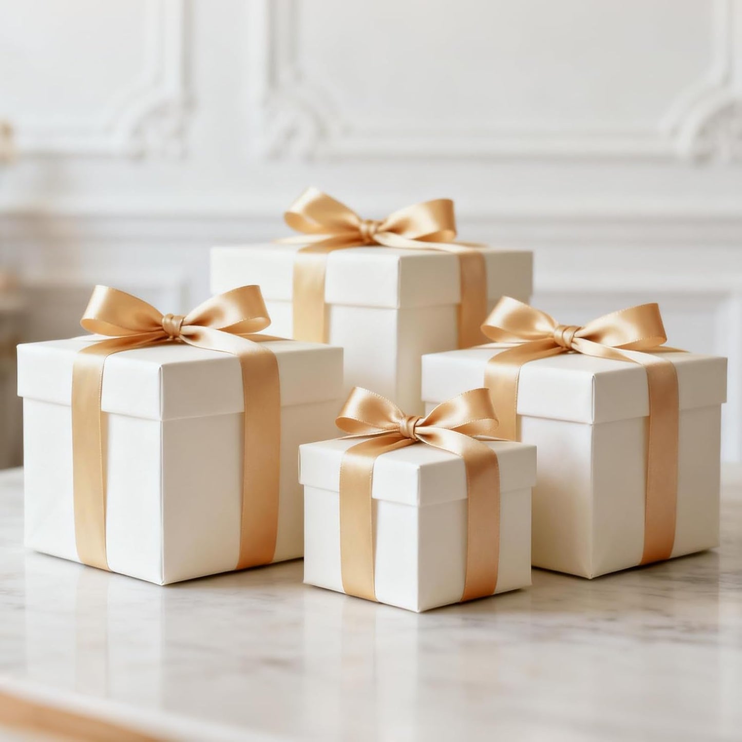 NESCCI 100 Yards Ribbon,1-1/2 Inch Champagne Gold Satin Ribbon,Single Face Satin Ribbons,Perfect for Gift Wrapping,Wedding Decoration,Handmade Bows, Wrapping Bouquet, Halloween, Christmas