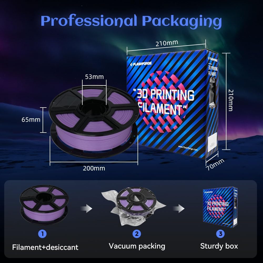 FLASHFORGE Glow in The Dark Rapid PLA Filament 1.75mm, High Flow Speedy 3D Printer Filament Luminous Purple, Max 500mm/s High-Speed Printing, High Brightness and Long-Lasting Glowing Effect