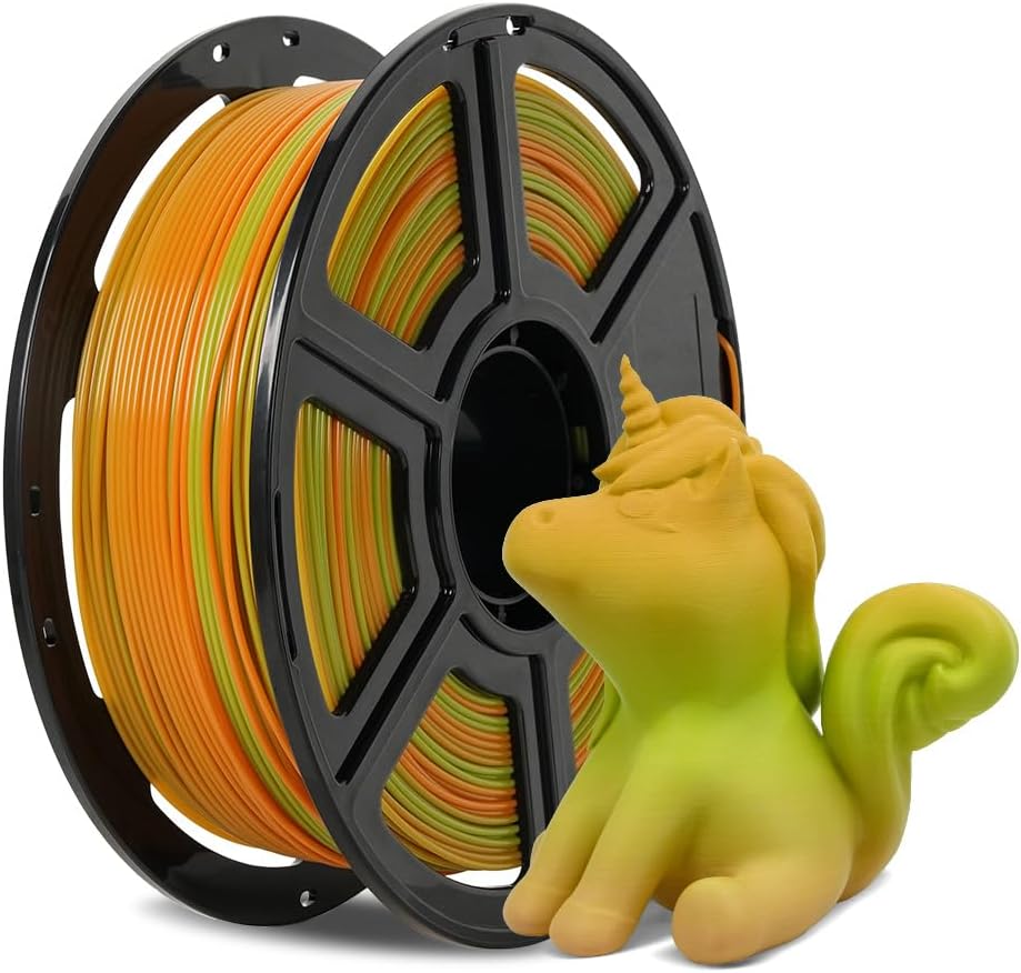 FLASHFORGE 3D Printer Filament Gradient Color Change PLA Filament 1.75mm, 1KG Spool (2.2lbs), Dimensional Accuracy +/- 0.02mm, Better Tenacity & No Knotting 3D Printing Filament (Green & Orange)