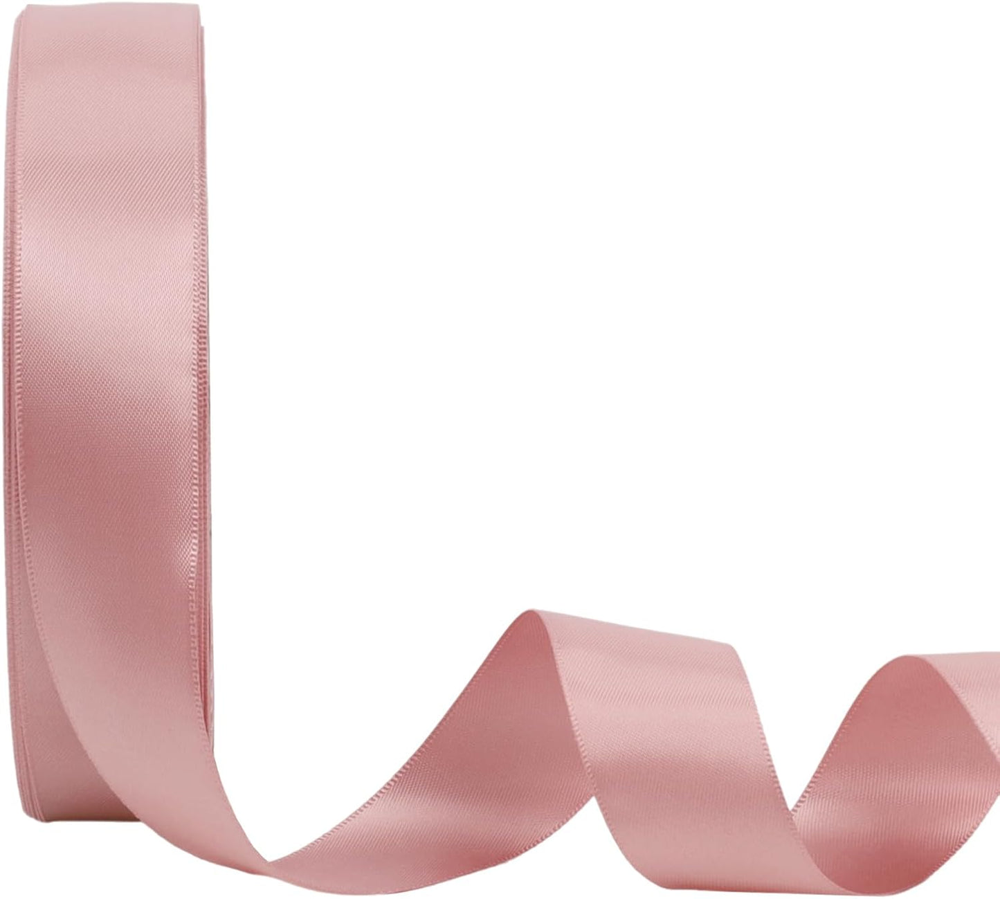 LaRibbons 1 Inch 50 Yard Double Faced Satin Ribbon,Dust Pink Satin Craft Fabric Ribbon for Gift Wrapping Floral Bouquets Wedding Party Decoration