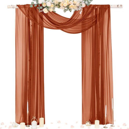 Socomi Terracotta Sheer Wedding Decor Fall Draping Fabric 29" x 20Ft 1 Panel Arch Outdoor Curtain Drapes Extra Long for Bridal Baby Shower Birthday Party Decor