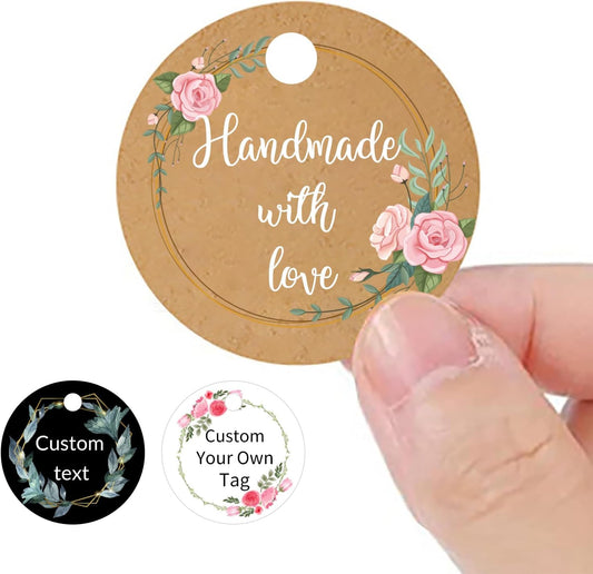 Personalized Hang Tags for Favors, Custom Gift Tags, Customized Gifts Wrapping Labels, Wedding Items Birthday Party Favors Crafts Tag, Round Thick Kraft Paper Hang Tags with String