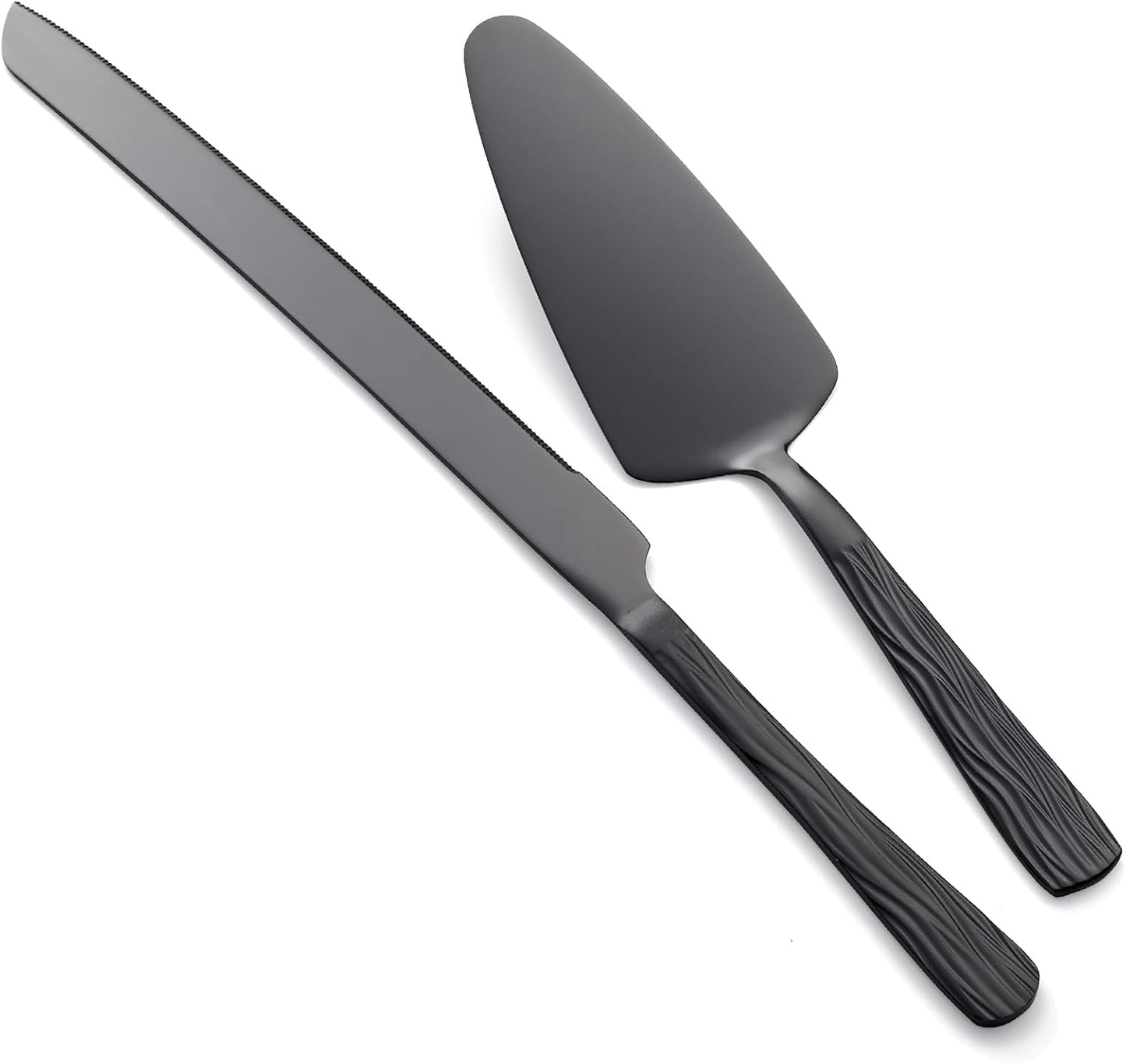 Black Cake Cutter Set, Stainless Steel Cake Cutting Utensils Include 13-inch Cake Knife and 9.3-inch Cake Server suitable for Weddings, Birthdays, and Anniversaries