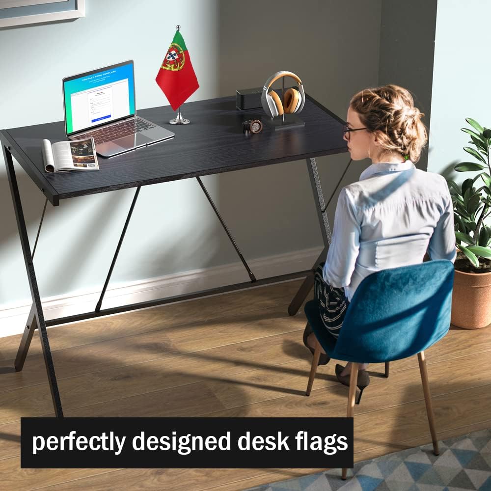 Portugal Flag Portuguese Flags, Small Mini Portuguese Desk Flag, Used for Table Office Classroom Home Patriotic Events Decorations