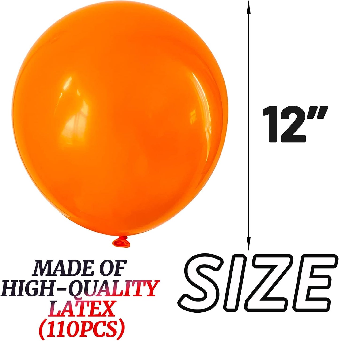 110pcs Orange Balloon 12 inch, Orange Latex Balloons for Birthday Party Baby Shower Wedding(with 2 Ribbons).