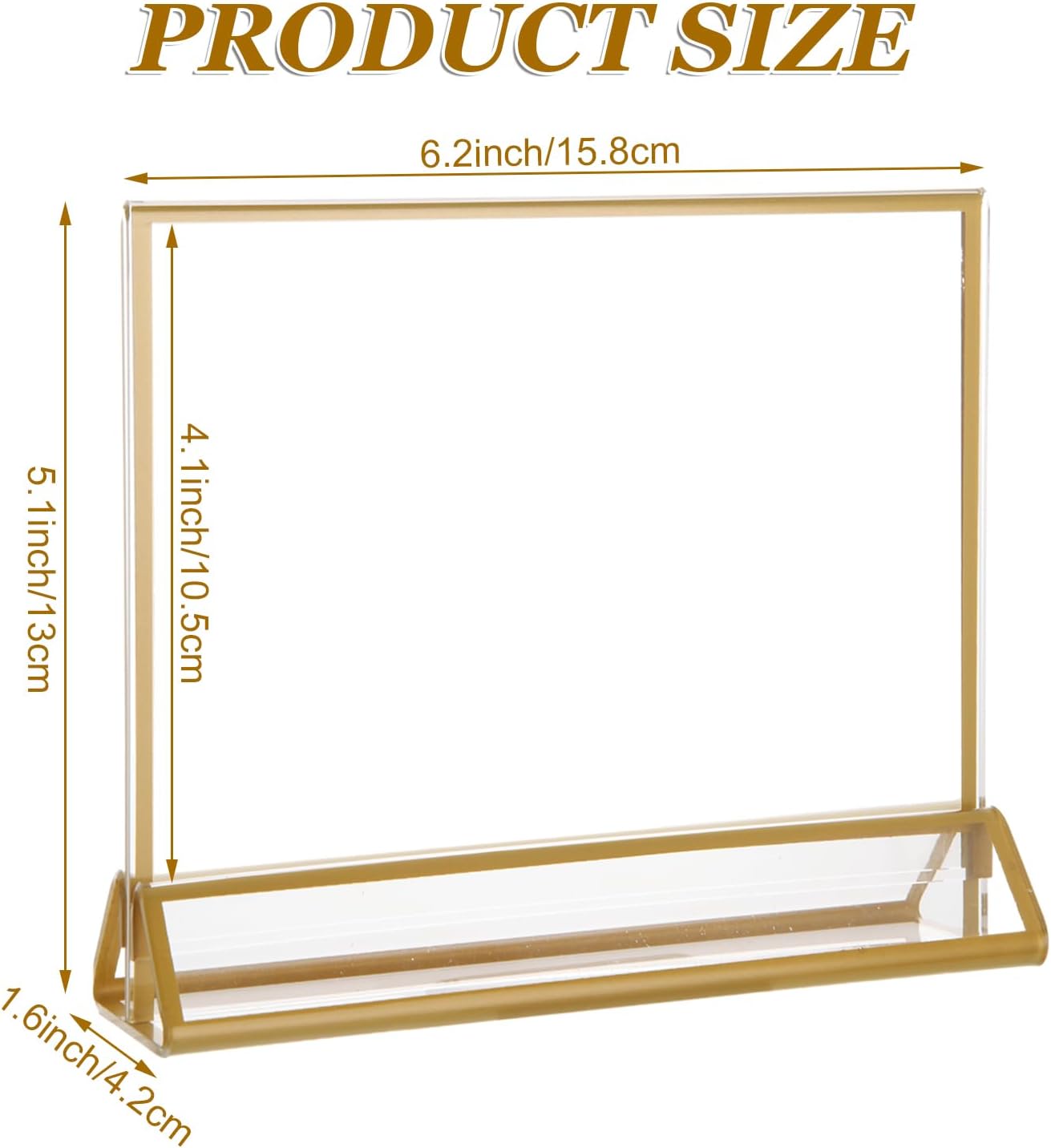 8PCS 6x4 Acrylic Sign Holders with Golden Border, Double-Sided Picture Frames, Clear Gold Table Number Holders for Wedding Reception, Centerpiece, Decoration, Party