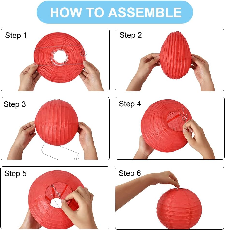 BEISHIDA 10-Inch Light Blue Round Paper Lanterns Decorative Hanging Asia Chinese Japanese Paper Lanterns Lamp for Birthday Wedding Baby Shower Home Decor Party Decoration（6 Packs）