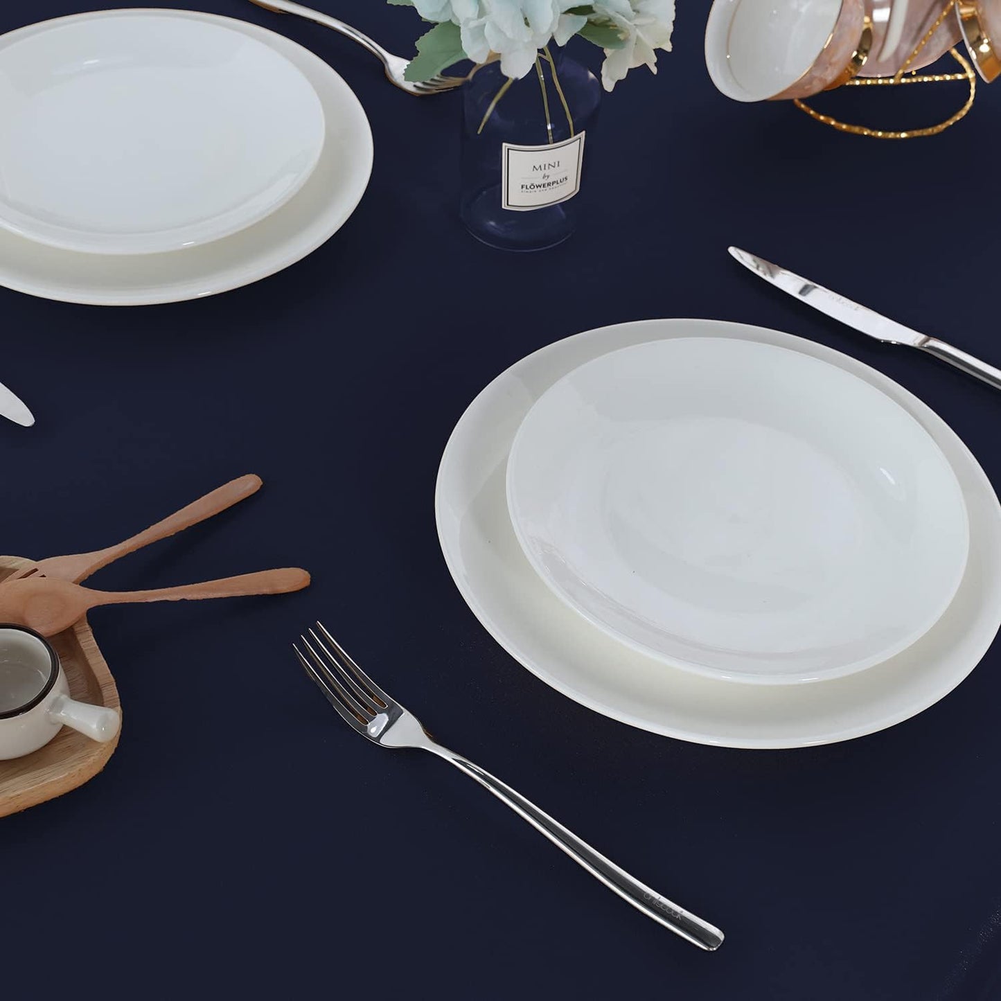 Fitable Rectangle Tablecloth Stain and Wrinkle Resistant Washable Polyester Table Cloth for Buffet Parties and Camping (60x84 inch, Navy Blue)