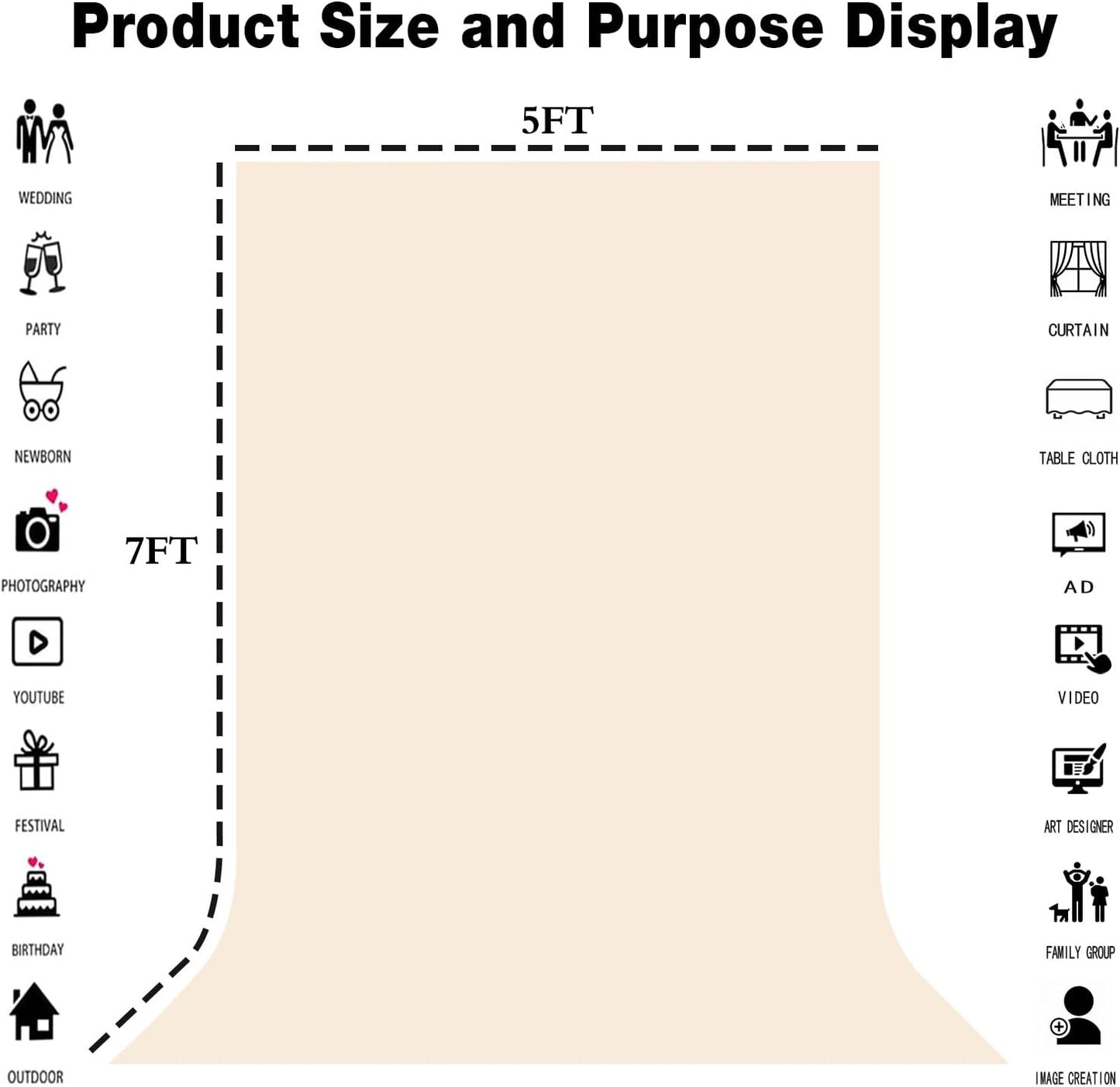 Cream Backdrop for Photoshoot 8x10ft Zoom Meeting Photo Studio Shooting Props