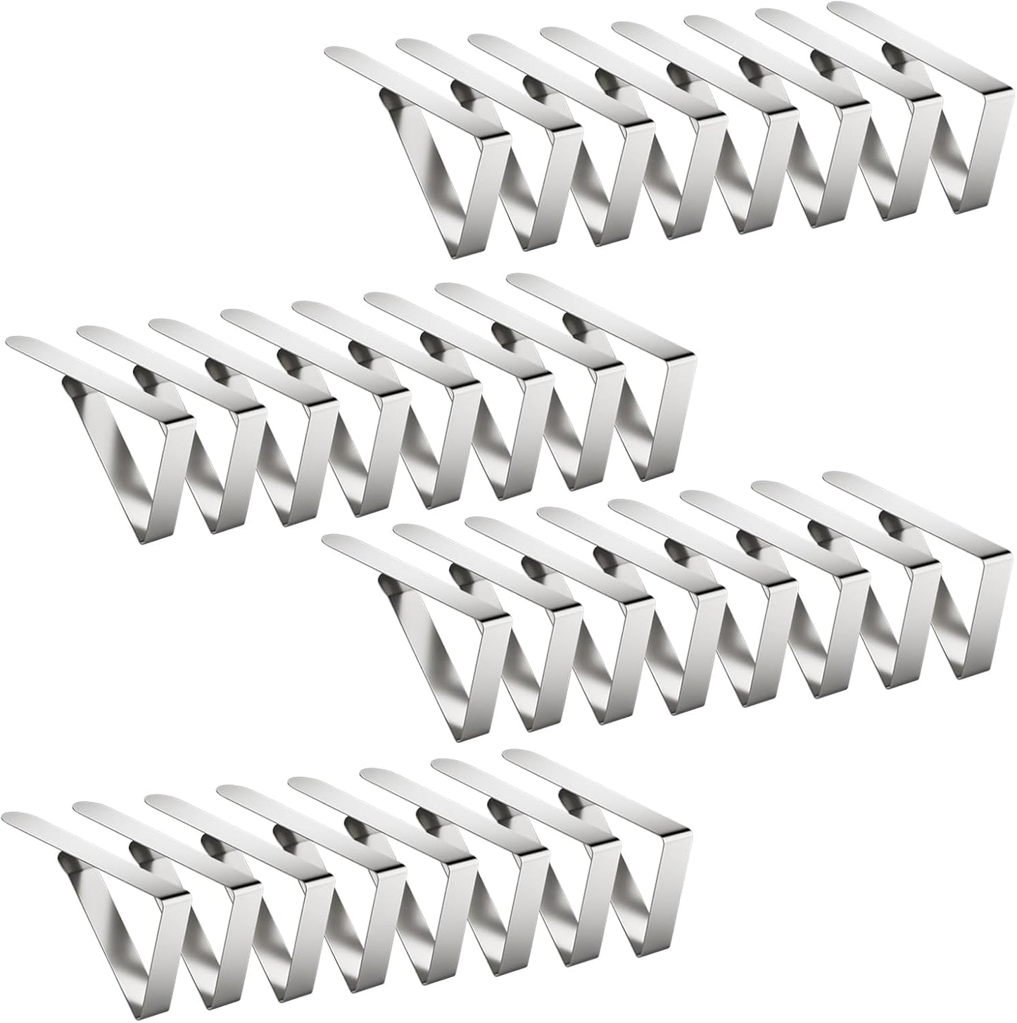 32 Pack Tablecloth Clips Heavy Duty, 2.95"x1.77" Stainless Steel Rust Proof Tablecloth Clips for 2" Thick Tables - Anti-Slip Pads Home Restaurant Picnic