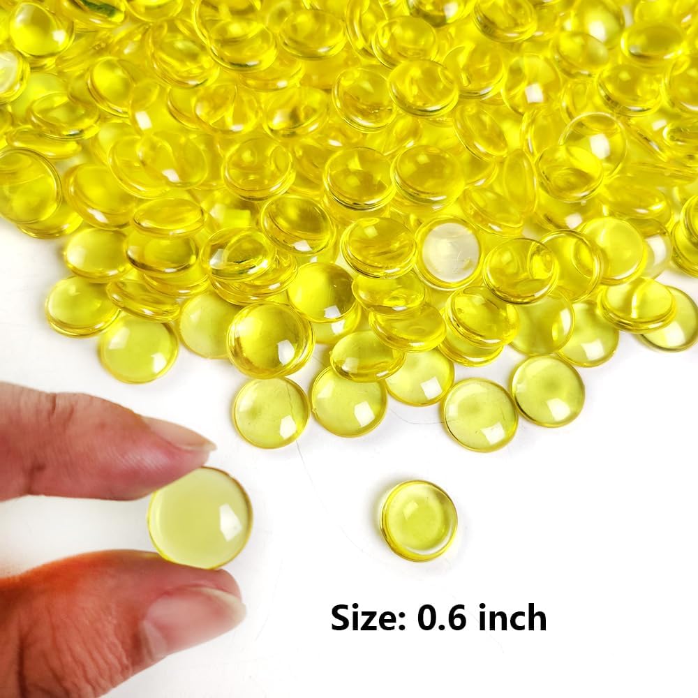 630 PCS Yellow Acrylic Flat Marbles Decorative Gems Table Confetti for Vase Fillers,Table Scatters,Floral Display,Fall Decor,Party Decoration,15 OZ