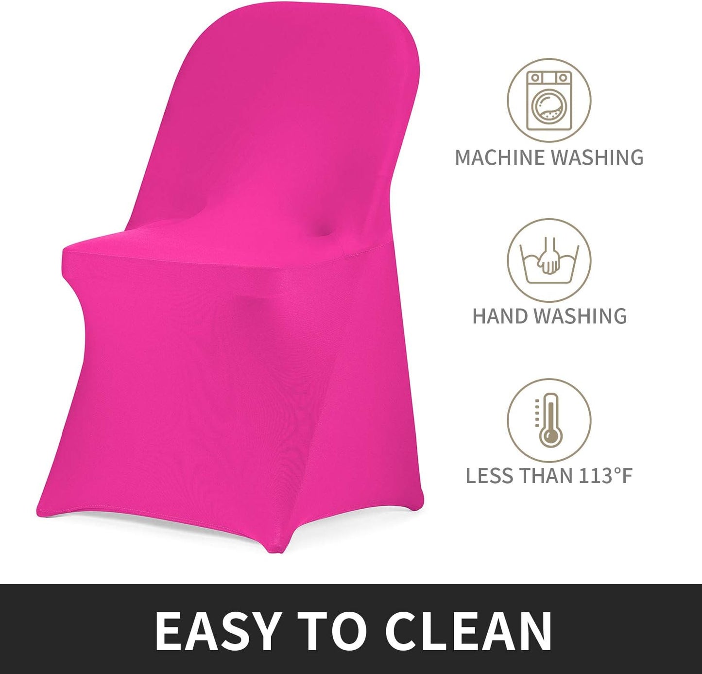 Peomeise Stretch Spandex Folding Chair Cover for Wedding Party Dining Banquet Event (Fuchsia,12pcs)