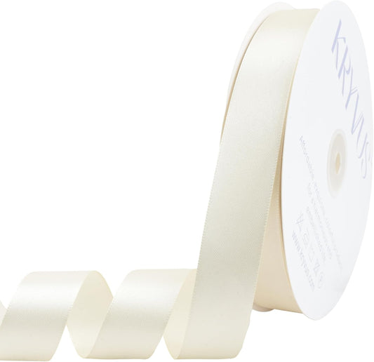Beige Satin Ribbon 1 inch X Continuous 100 Yards, Single Face Polyester Ribbon Perfect for Gift Wrapping, Flower Bouquet, Wedding Decor, Crafts, Bow Making, Sewing and More