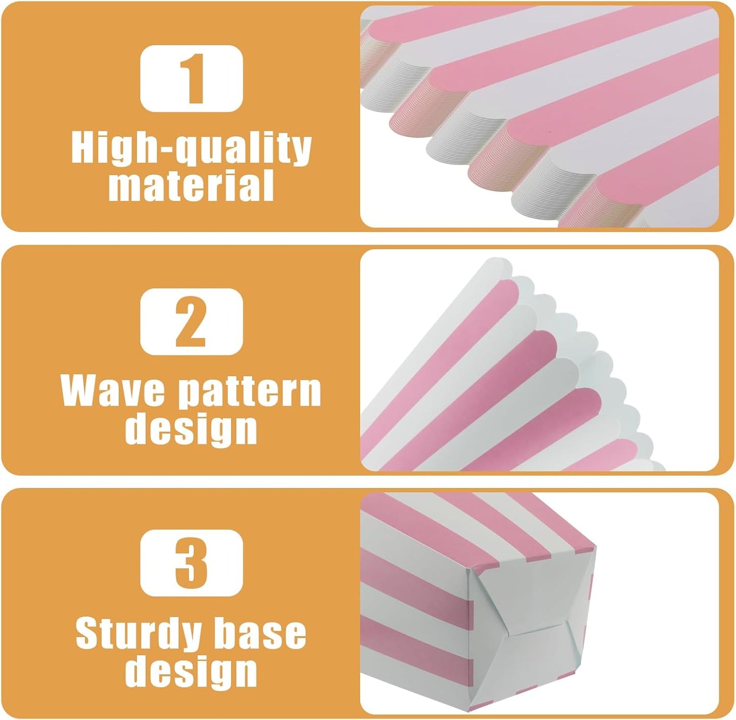 50 Pcs Pink Popcorn Boxes Mini Paper Popcorn Box Cardboard Container for Party Disposable Snack Candy for Movie Nights Birthday Wedding (Pink,White)