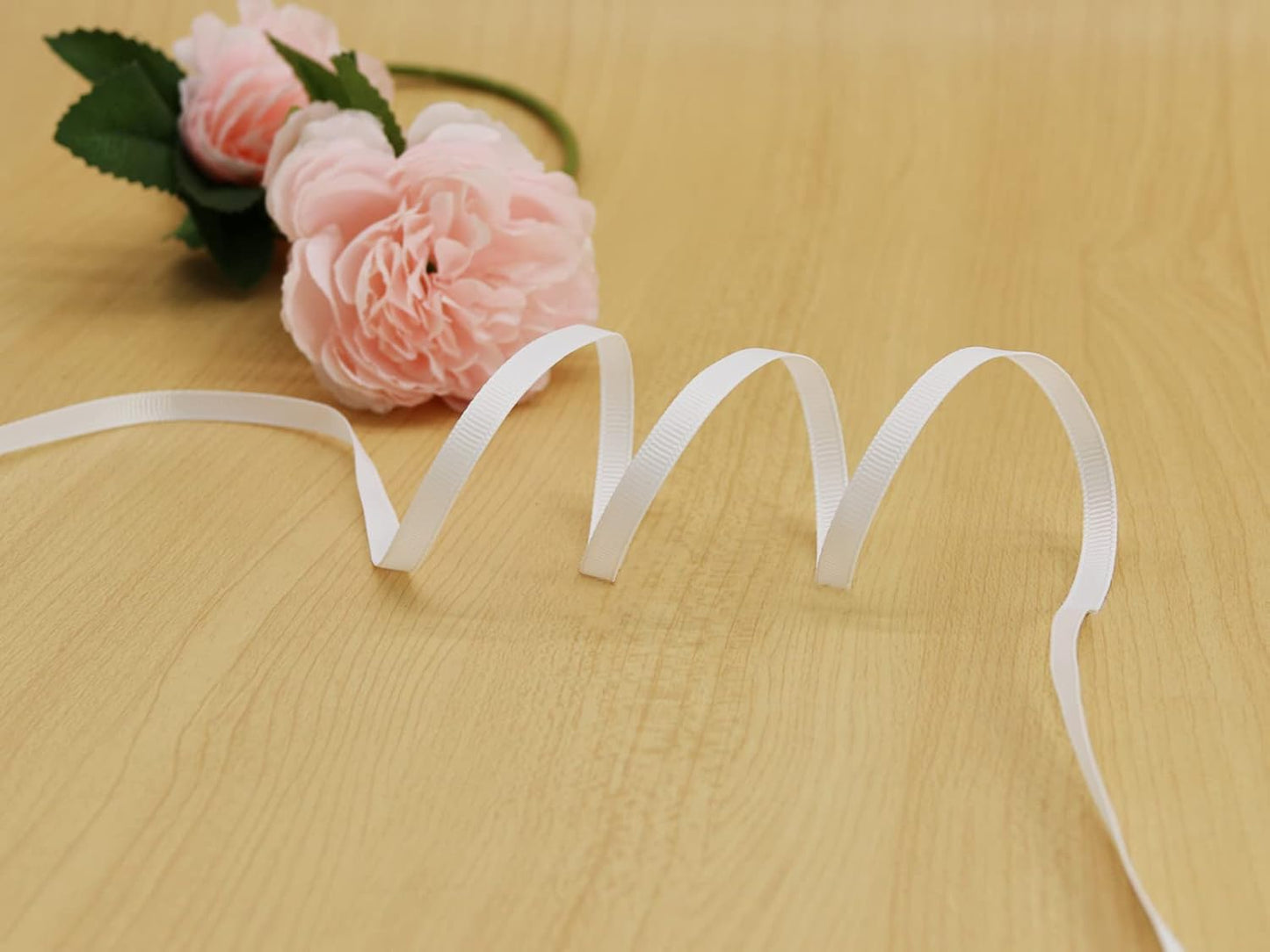 Jesep One Roll 100 Yards 1/4" Soild Grosgrain Ribbon Boutique Gift Wrapping Package Ribbon, DIY Crafts Bow Hair Headband Accessories Assorted Ribbon#29 (1/4" 6mm, White)