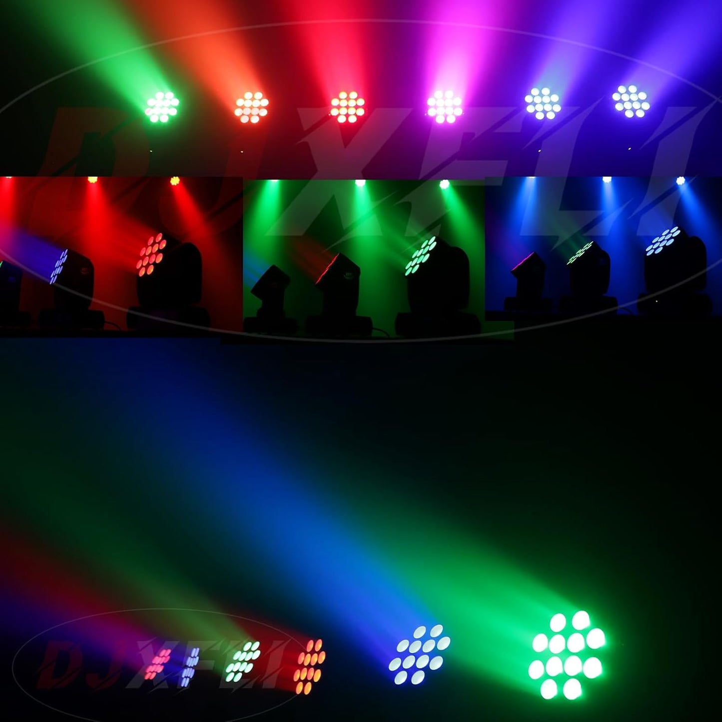 Moving Head Light Beam Wash 12x12W LED Stage Lighting RGBW 4in1 Professional DMX 512 Strobe Effect Sound Activated DJ Lights for DJ Night Clubs Disco KTV Bar Show (1 Pack)