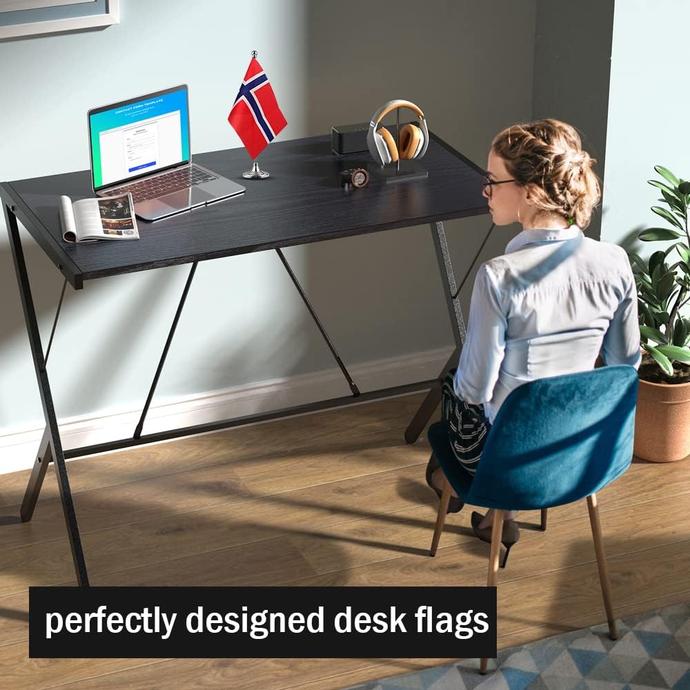 Norway Flag Norwegian Flags, Small Mini Norwegian Desk Flag, Used for Table Office Classroom Home Patriotic Events Decorations