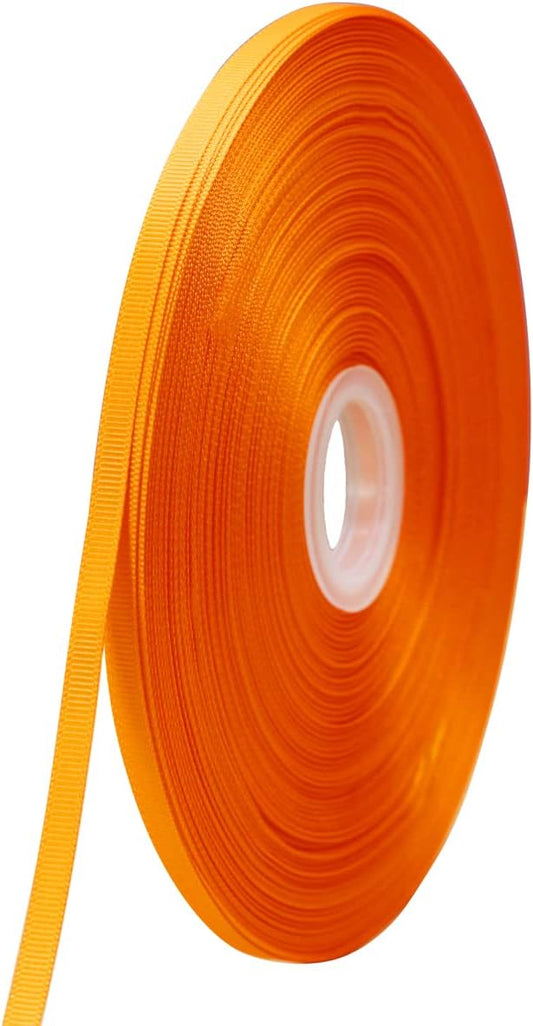 Jesep One Roll 100 Yards Soild Grosgrain Ribbon Boutique Gift Wrapping Package Ribbon, DIY Crafts Bow Hair Headband Accessories Assorted Ribbon #752 (1/4" 6mm, Orange)