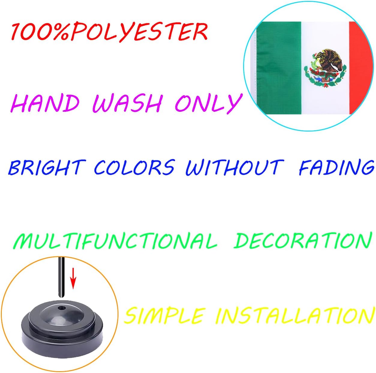 WXTWK 2 Pack Mexico Flag Mexico Deluxe Desk Flag Set - Mini Small Mexican Table Office Flags with Black 12" Solid Pole Stand Base Classroom Meeting Desktop Decorations