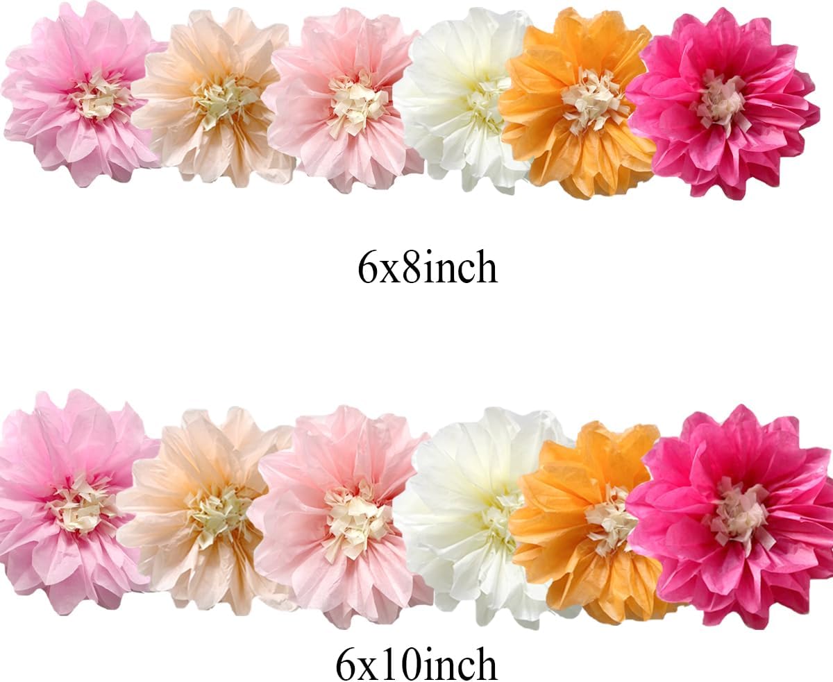 12pcs 8in 10in Paper Pom Poms Hanging Paper Flowers DIY Art Craft Blooms for Occasions: Wedding, Baby Shower, Birthdays