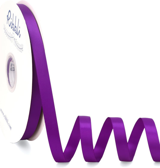 Ribbli Purple Satin Ribbon Double Faced Satin 1/2 Inch x Continuous 100 Yards-Purple Ribbon for Gift Wrapping Crafts Wedding Decoration Bows Bouquet Floral Arrangement