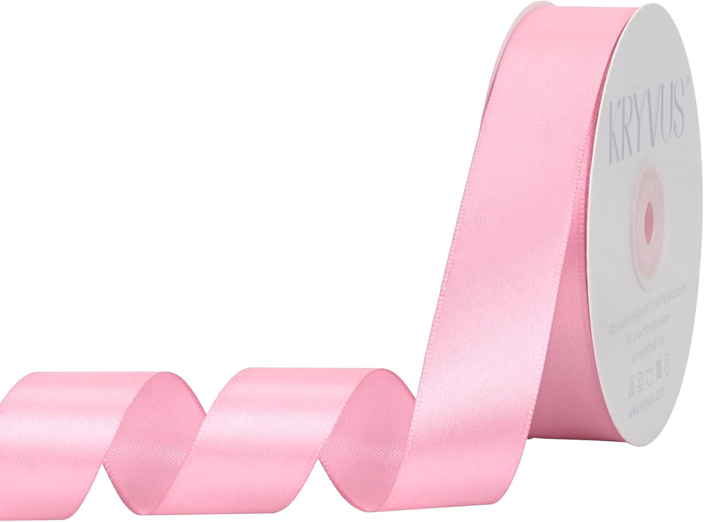 Rose Pink Satin Ribbon 1 inch X Continuous 50 Yards, Single Face Polyester Ribbon Perfect for Gift Wrapping, Flower Bouquet, Wedding Decor, Crafts, Bow Making, Sewing and More