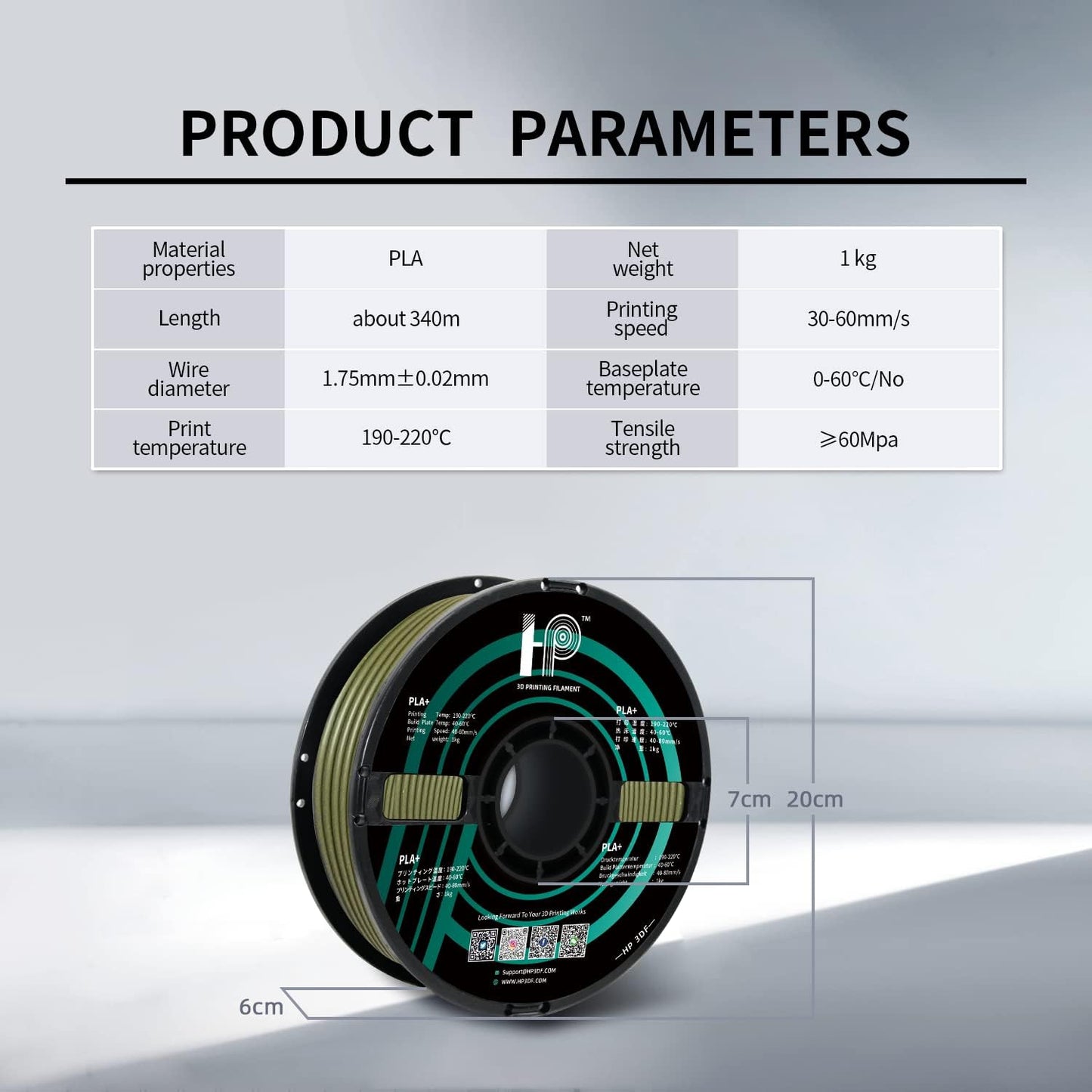 PLA Filament, Matte PLA, 3D Printer Filament, PLA Filament 1.75mm Dimensional Accuracy +/- 0.02mm, 1KG Spool (2.2 lbs), Fit Most FDM Printer (Matte Army Green)