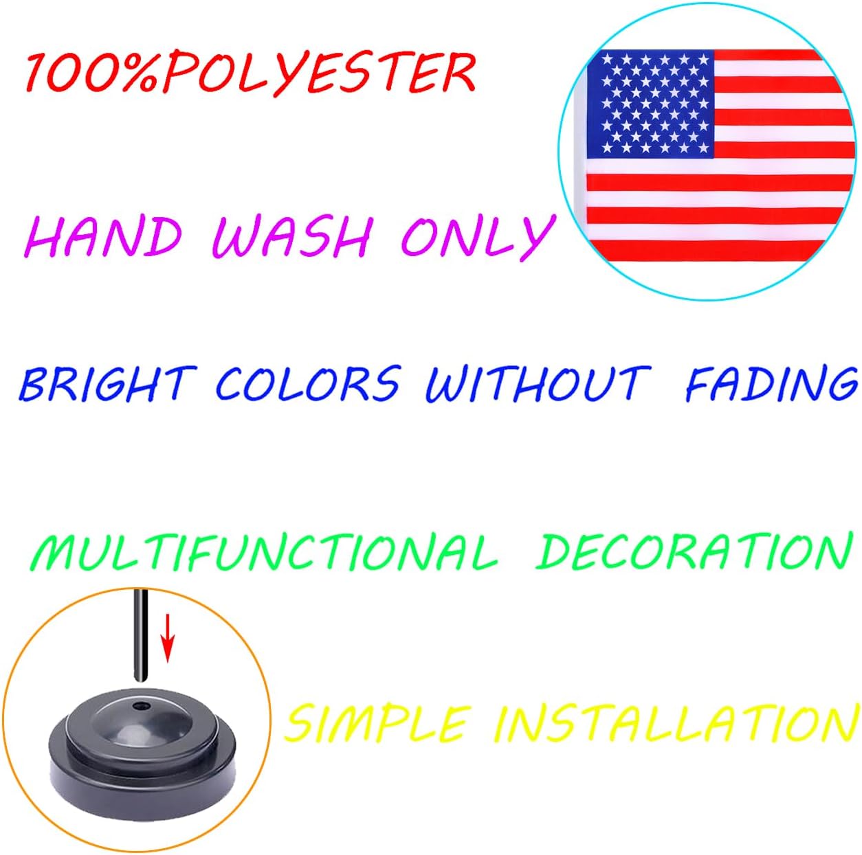 WXTWK 2 Pack American Flag US Desk Flag Set - Mini Small USA Table Office Flags with Black 12" Solid Pole Stand Base 4th of July Party Veteran's Day Classroom Meeting Desktop Decorations