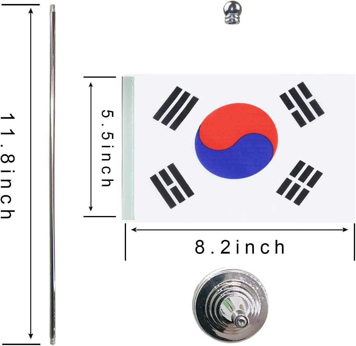 GentleGirl Korea Flag - Mini Korean State Flag on Stand, Festival & Home Decoration
