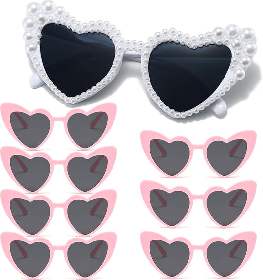 Bachelorette Party Heart Sunglasses 8 Pack Pearl Bride Sunglasses Bridesmaids Sunglasses Party Favor Proposal Gifts