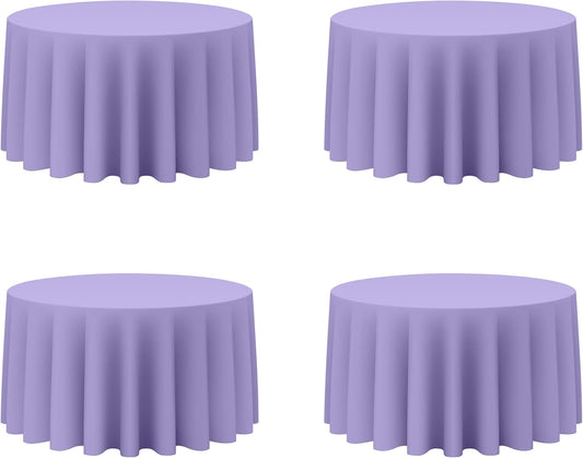 BRILLMAX 4 Pack Lavender Round Tablecloths 120 Inch - Circle Bulk Linen Polyester Fabric Washable Table Cloth Cover for Wedding Reception Banquet Birthday Party Buffet Restaurant